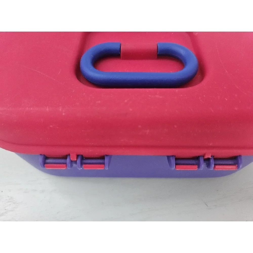 Vintage 90's Mini Organizer Jewelry Make-up Trinkets Pink And Purple‎